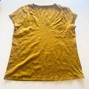 Garnet Hill 100 Organic Cotton Women's Large V Neck Tee Short Sleeve T Shirt